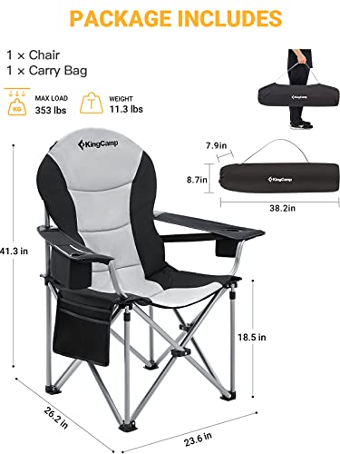 KingCamp 4PCS Adjustable Lumbar Support Camping Chairs with Cooler, Folding Camping Chair for Adults with Adjustable Armrest