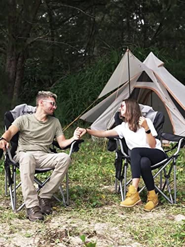 KingCamp 4PCS Adjustable Lumbar Support Camping Chairs with Cooler, Folding Camping Chair for Adults with Adjustable Armrest