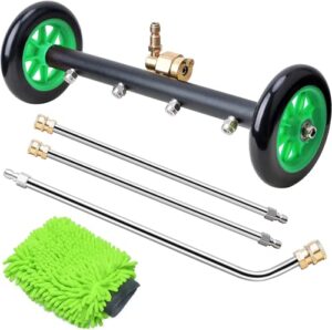 vigrue 4000psi pressure washer undercarriage cleaner water broom, undercarriage pressure washer attachment, 16 inch pressure washer accessories with 3 extension wands, 4 nozzles (green)