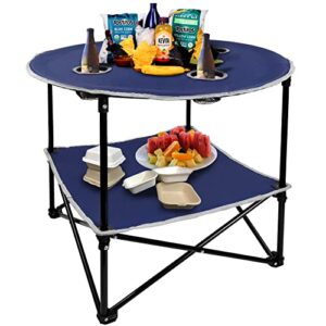 leses portable picnic table with shelf beach table outdoor folding camping tables that fold up lightweight with cup holders with storage bag