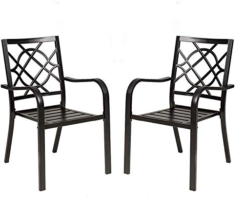 SOLAURA Patio Dining Chairs of 2, Outdoor Patio Furniture Chair Wrought Iron Patio Bistro Chairs, Patio Chairs for Garden, Lawn, Backyard, Porch, Balcony, Deck