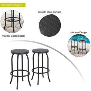 LOKATSE HOME Outdoor Patio Bar Height Stool Bistro Chair Counter Footrest, Set of 2, Black