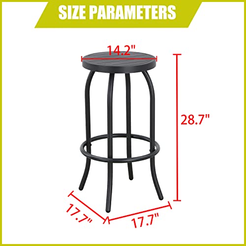LOKATSE HOME Outdoor Patio Bar Height Stool Bistro Chair Counter Footrest, Set of 2, Black