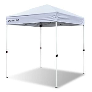 outmotd 6×6 pop-up tent with carry bag, ground stakes, outdoor canopies instant party gazebo, white