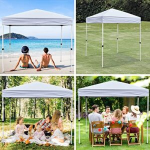 Outmotd 6x6 Pop-up Tent with Carry Bag, Ground Stakes, Outdoor Canopies Instant Party Gazebo, White