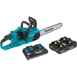 makita xcu03pt1 18v x2 (36v) lxt lithium-ion brushless cordless 14″ chain saw kit with, 4 batteries (5.0ah)