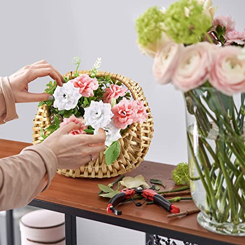 Taiyin 3 Pcs Rattan Basket Half Moon Wicker Basket Willow Straw Basket Small Woven Basket with Handle Wedding Flower Girl Baskets Sturdy Picnic Basket for Garden Storage Home Decor