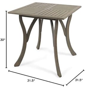 Christopher Knight Home Baia Outdoor Acacia Wood Square Dining Table, Gray