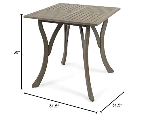 Christopher Knight Home Baia Outdoor Acacia Wood Square Dining Table, Gray