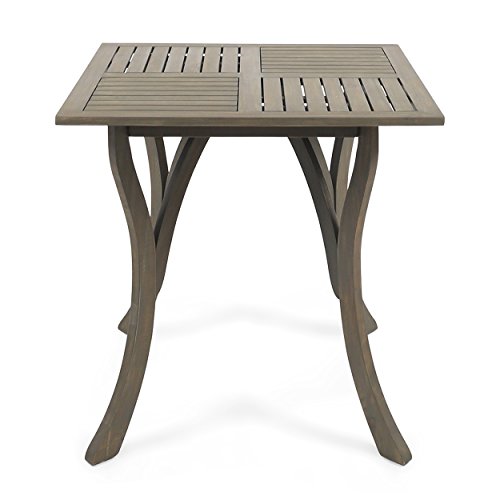 Christopher Knight Home Baia Outdoor Acacia Wood Square Dining Table, Gray