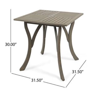 Christopher Knight Home Baia Outdoor Acacia Wood Square Dining Table, Gray