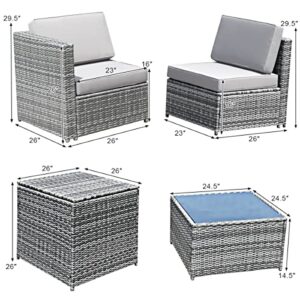 n/a 8PCS Outdoor Wicker Rattan Furniture Set Cushioned Sectional Sofa Storage Table Corner Sofa
