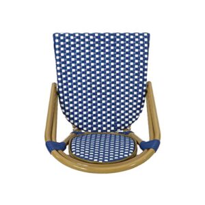 Christopher Knight Home Gwendolyn Outdoor French Bistro Chairs (Set of 4), Blue + White + Bamboo Print Finish