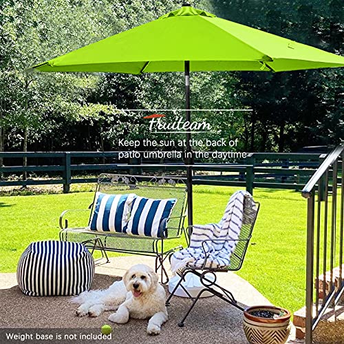 FRUITEAM 7.5 Feet Solar 24 LED Lighted Umbrella-Solar Umbrella Lawn and Garden w/Easy Tilt Adjustment, Market Umbrella Adjustment and Crank Lift System for Patio