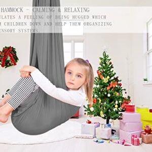 Therapy Sensory Swing for Kids and Adult (Hardware Included) Adjustable Cuddle Bedroom Hammock Has Calming Effect On Child with Special Needs(Gray Size:59"x110")