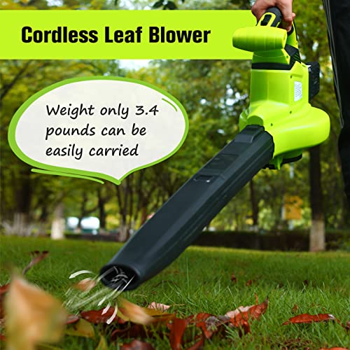 Cordless Leaf Blower, 20V 3 in 1 Electric Leaf Blower with 2 X 2.0Ah Battery & Charger,Adjustable Speed Control Blower,Lightweight Handheld Blower Kit for Leaf,Dust,Little Garbage,Lawn Care