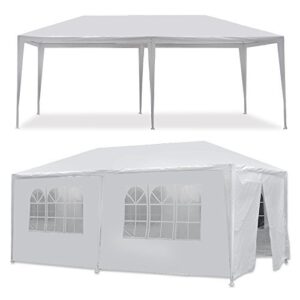 boylymia 10′ x 20’outdoor white waterproof gazebo canopy tent with 4 removable sidewalls and windows heavy duty tent for party wedding events beach bbq