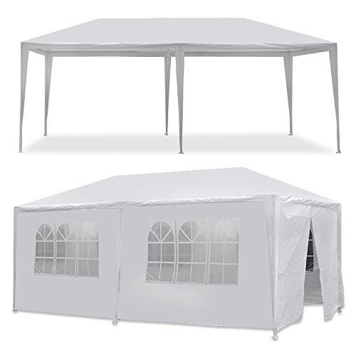 Boylymia 10' x 20'Outdoor White Waterproof Gazebo Canopy Tent with 4 Removable Sidewalls and Windows Heavy Duty Tent for Party Wedding Events Beach BBQ