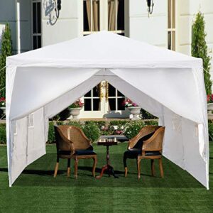 Boylymia 10' x 20'Outdoor White Waterproof Gazebo Canopy Tent with 4 Removable Sidewalls and Windows Heavy Duty Tent for Party Wedding Events Beach BBQ