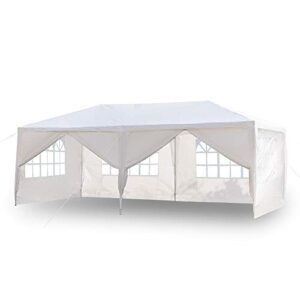 Boylymia 10' x 20'Outdoor White Waterproof Gazebo Canopy Tent with 4 Removable Sidewalls and Windows Heavy Duty Tent for Party Wedding Events Beach BBQ