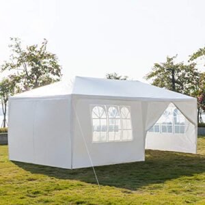 Boylymia 10' x 20'Outdoor White Waterproof Gazebo Canopy Tent with 4 Removable Sidewalls and Windows Heavy Duty Tent for Party Wedding Events Beach BBQ