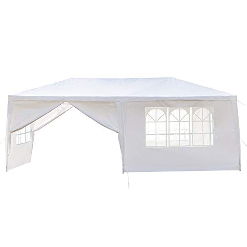 Boylymia 10' x 20'Outdoor White Waterproof Gazebo Canopy Tent with 4 Removable Sidewalls and Windows Heavy Duty Tent for Party Wedding Events Beach BBQ