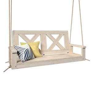 porchgate amish heavy duty 700 lb farmhouse porch swing w/ ropes (5 foot, unfinished)