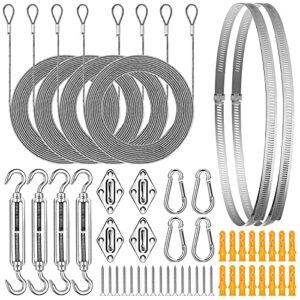 shade sail hardware kit, sun shade hardware kit with 304 stainless steel wire rope for square/rectangle/triangle sun shade sails, anti-rust stainless steel accessories for outdoor (6 inch, 50 pcs)