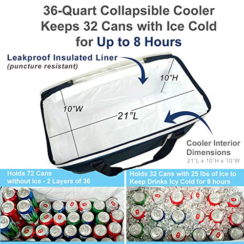 Picnic at Ascot 64 Can Capacity Semi Rigid Collapsible Leakproof Cooler- Designed & Quality Approved in the USA