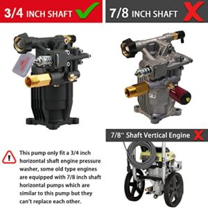 YAMATIC Horizontal Pressure Washer Pump 3/4" Shaft - Max 3300 PSI @ 2.5 GPM - Original Engineering for Most Brand power washer