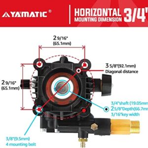 YAMATIC Horizontal Pressure Washer Pump 3/4" Shaft - Max 3300 PSI @ 2.5 GPM - Original Engineering for Most Brand power washer