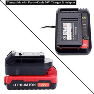 Lasica 2Pack Compatible with Porter Cable 3.0Ah 20V Battery, Replacement for Porter-Cable 20-Volt Battery PCC681L PCCK6118 PCCK647LB PCC685LP PCC682L PCC680L 20Volt MAX Cordless Tool Battery Packs