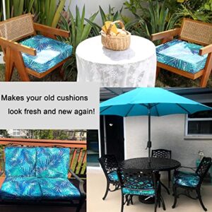 NettyPro Outdoor Cushion Slipcovers Waterproof 4 Pack Patio Chair Seat Cushion Covers with Zipper and Tie, 22 x 20 x 4 Inch, Replacement Cover Only