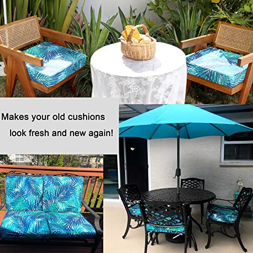 NettyPro Outdoor Cushion Slipcovers Waterproof 4 Pack Patio Chair Seat Cushion Covers with Zipper and Tie, 22 x 20 x 4 Inch, Replacement Cover Only