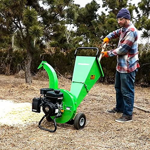 GARDENBEAUT S1 Wood Chipper Shredder Mulcher 7 HP 212cc Heavy Duty Engine Gas Powered 3 inch Max Wood Diameter Capacity 20:1 Reduction Ratio 1-Year Warranty After Product Registration