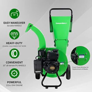 GARDENBEAUT S1 Wood Chipper Shredder Mulcher 7 HP 212cc Heavy Duty Engine Gas Powered 3 inch Max Wood Diameter Capacity 20:1 Reduction Ratio 1-Year Warranty After Product Registration