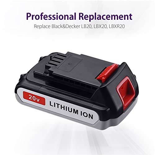 UTRBATT 3.0Ah 20V Replacement Battery Compatible with Black & Decker 20v Max LBXR20 LB20 LBX20 LBX4020 Extended Run Time Cordless Power Tools Series 2Pack