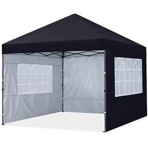 MASTERCANOPY Pop Up Canopy Tent 10x10 with Church Window Sidewalls, Black