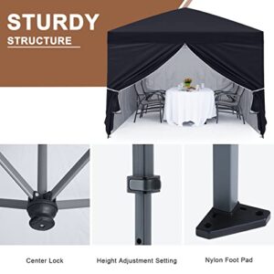 MASTERCANOPY Pop Up Canopy Tent 10x10 with Church Window Sidewalls, Black