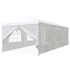 10×30 outdoor gazebo wedding party tent white canopy pavilion with 8 removable sidewalls for camping shelter bbq cater events beach
