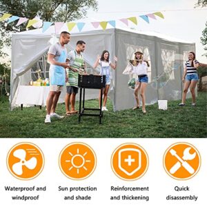 10x30 Outdoor Gazebo Wedding Party Tent White Canopy Pavilion with 8 Removable Sidewalls for Camping Shelter BBQ Cater Events Beach