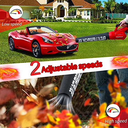 Cordless Leaf Blower, PULITUO 20V 400 CFM Large Air Volume Battery Powered Leaf Blower, Lightweight Low Noise Electric Leaf Blowers for Lawn Care ,Snow Blowing & Yard Cleaning