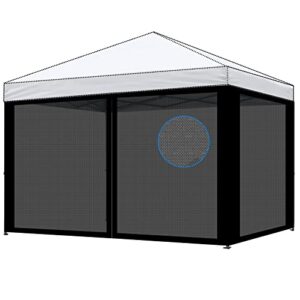 oneness mesh sidewall for 10×10 pop up canopy – straight leg, 4 in 1 panel sunshade sidewalls with velcro, black, only sidewall no frame