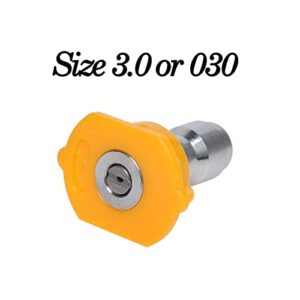 Podoy Pressure Washer Sprayer Nozzle Tip 1/4" Size 3.0, 15 Degree 030 Stainless Steel for Accessory Kit, for 2500Psi, 3000Psi, 3500Psi, 4000Psi Yellow Pressure Washer (Pack of 6)