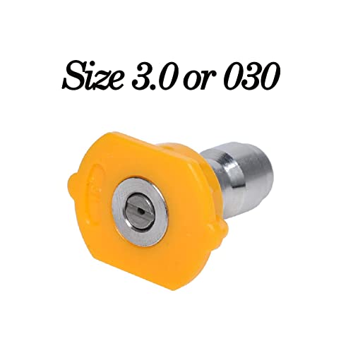 Podoy Pressure Washer Sprayer Nozzle Tip 1/4" Size 3.0, 15 Degree 030 Stainless Steel for Accessory Kit, for 2500Psi, 3000Psi, 3500Psi, 4000Psi Yellow Pressure Washer (Pack of 6)