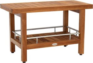 aquateak patented 30″ spa teak & stainless shower bench with shelf