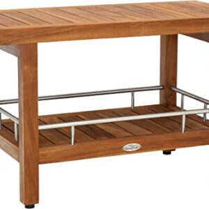 AquaTeak Patented 30" Spa Teak & Stainless Shower Bench with Shelf