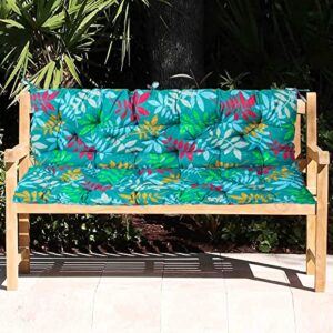 swing cushion replacement, thick garden bench seat cushion with backrest, sofa seat cushion cover, waterproof mattress for indoor outdoor bench for 2-3 seater (green flower, 40 x 60 inch)