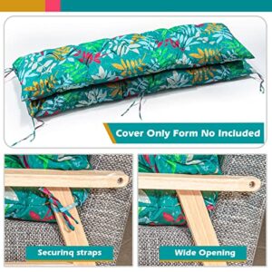 Swing Cushion Replacement, Thick Garden Bench Seat Cushion with Backrest, Sofa Seat Cushion Cover, Waterproof Mattress for Indoor Outdoor Bench for 2-3 Seater (Green Flower, 40 x 60 inch)