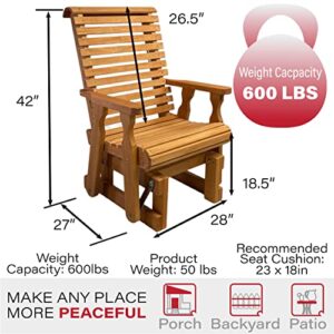 Amish Casual Heavy Duty 600 Lb Roll Back High Back Treated Glider Chair (Cedar Stain)